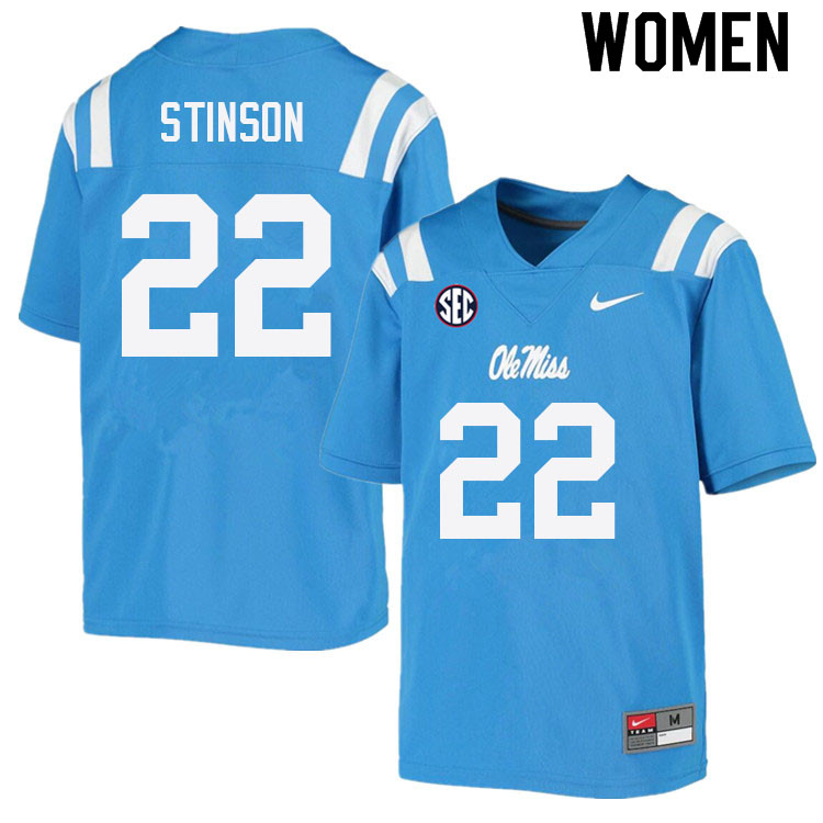 Women #22 Jarell Stinson Ole Miss Rebels College Football Jerseys Sale-Power Blue